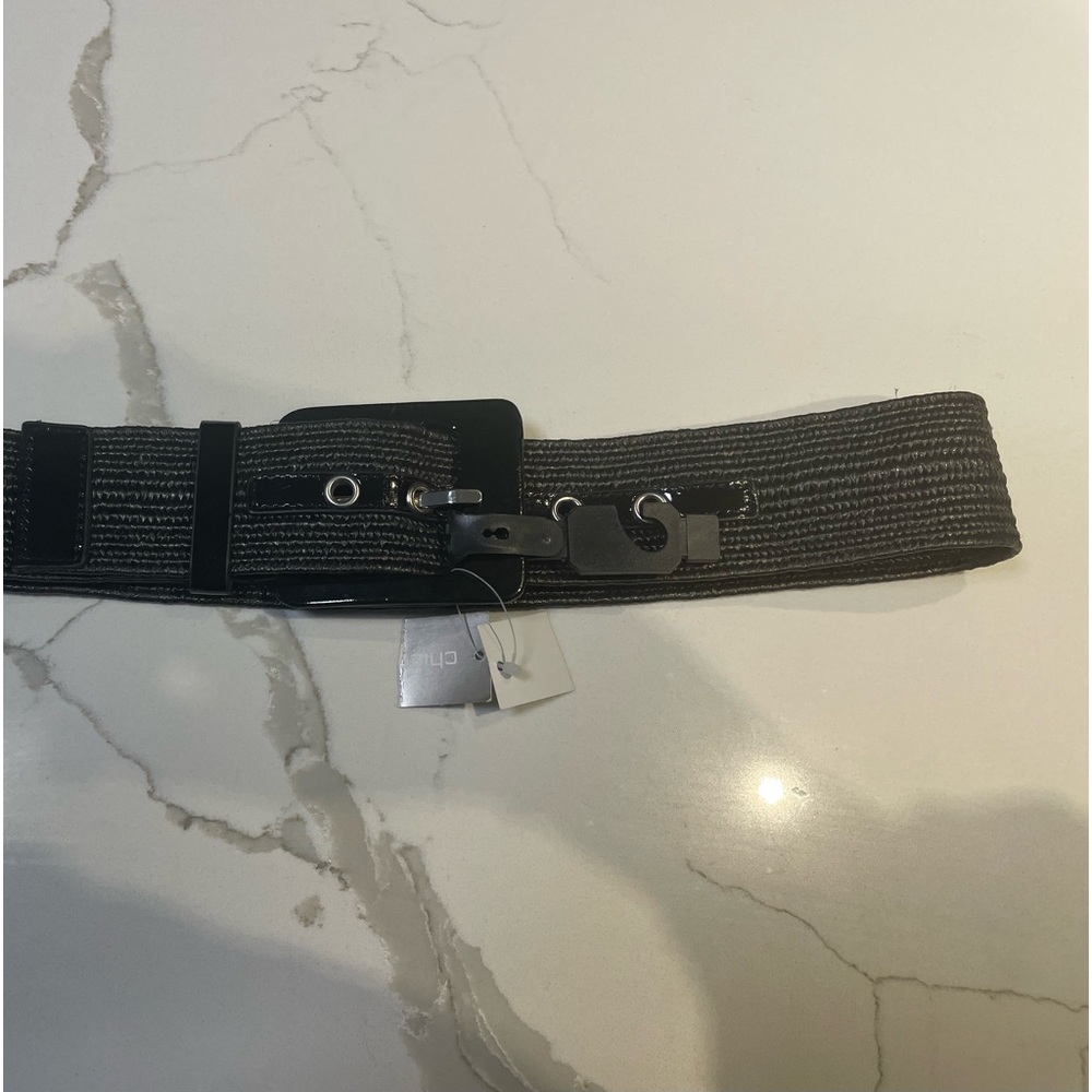 Chico’s Stretchy Black Woven Belt, size Small